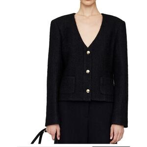 ANINE BING Anitta Black Wool Blend Jacket Minimal Chic Luxury Size L